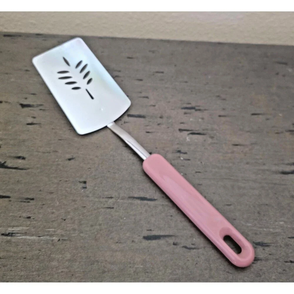 Vintage Royal Korea Pink Mauve Slotted Spatula Turner Wheat Design 11 3/4